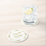 Dessous-de-verre Rond En Papier Elégant Gold Filigree Simple Mariage chic<br><div class="desc">Ces dessous de verre mariages sont conçus pour être coordonnés avec notre Suite de Mariage Elégante Gold Foil. Ils présentent du texte en or sur un arrière - plan blanc avec une bordure florale en faux feuille d'or. Il y a un endroit pour entrer les noms du couple et la...</div>
