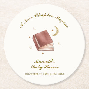 Dessous-de-verre Rond En Papier Elégant livre Boho Moon Star Baby shower