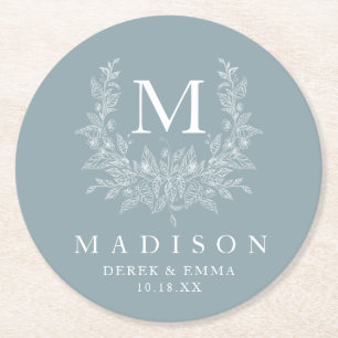 Dessous-de-verre Rond En Papier Élégant Mariage Monogramme Dessous de verre papier