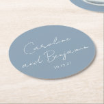 Dessous-de-verre Rond En Papier Elégant minimaliste personnalisé Mariage Dusty Blu<br><div class="desc">Elégant minimaliste Personnalisé Mariage Dusty Dessous de verre de papier rond bleu</div>
