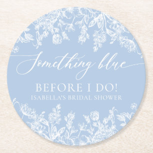 Dessous-de-verre Rond En Papier Élégant quelque chose de bleu avant de faire Fête 