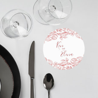 Dessous-de-verre Rond En Papier Elegant Terracotta Floral Wedding Coaster