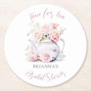 Dessous-de-verre Rond En Papier Elégante Fête des mariées Tea Party