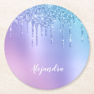 Dessous-de-verre Rond En Papier Elégante gouttelettes de parties scintillant él