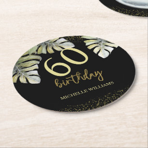 Dessous-de-verre Rond En Papier Elégante Parties scintillant Gold Palm Calligraphi