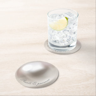 Dessous-de-verre Rond En Papier Elégantes perles et bridal shower prosecco