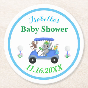 Dessous-de-verre Rond En Papier Élément de retour pour Baby Shower Garçon Éléphant