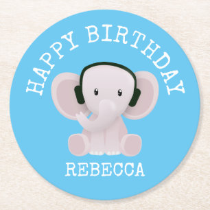 Dessous-de-verre Rond En Papier Elephant aime la musique