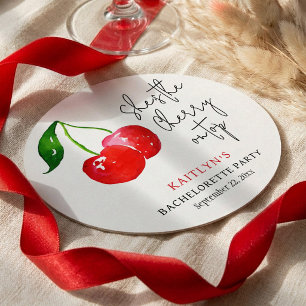 Dessous-de-verre Rond En Papier Elle est la cerise sur le gâteau 🍒 Enterrement de
