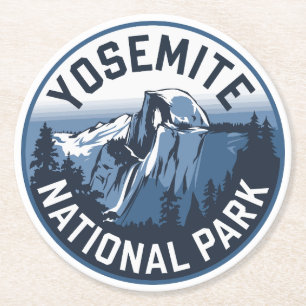 Dessous-de-verre Rond En Papier Emblème rond Yosemite demi-dôme