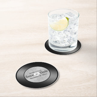 Dessous-de-verre Rond En Papier Enregistrer le vinyle rétro Enregistrer la date An