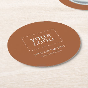Dessous-de-verre Rond En Papier Enseigne commerciale personnalisée Terracotta pour