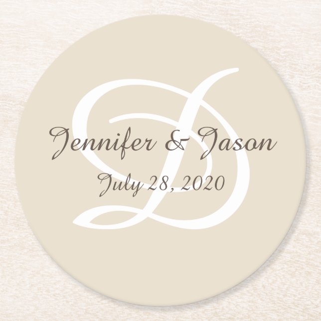Dessous-de-verre Rond En Papier Ensemble de dessous de verre en papier monogramme (Devant)