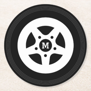 Dessous-de-verre Rond En Papier Ensemble rond de pneu de roue de voiture et de