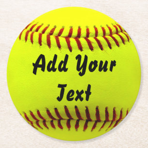 Dessous-de-verre Rond En Papier Entraîneur de l'équipe du softball jaune de foot