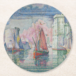 Dessous-de-verre Rond En Papier Entrée du port de La Rochelle, Paul Signac