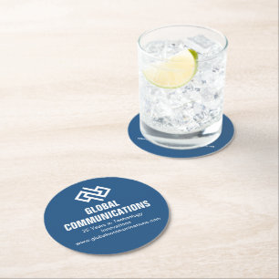 Dessous-de-verre Rond En Papier Entreprise de cybersécurité Custom Blue Company