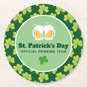 Dessous-de-verre Rond En Papier Équipe de la St. Patrick's Day Drinking Motif