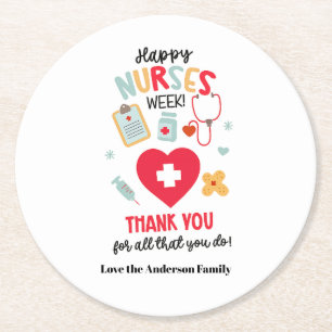 Dessous-de-verre Rond En Papier Étiquette de cadeau d'appréciation pour INFIRMIÈRE