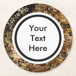 Dessous-de-verre Rond En Papier Étoiles d'or