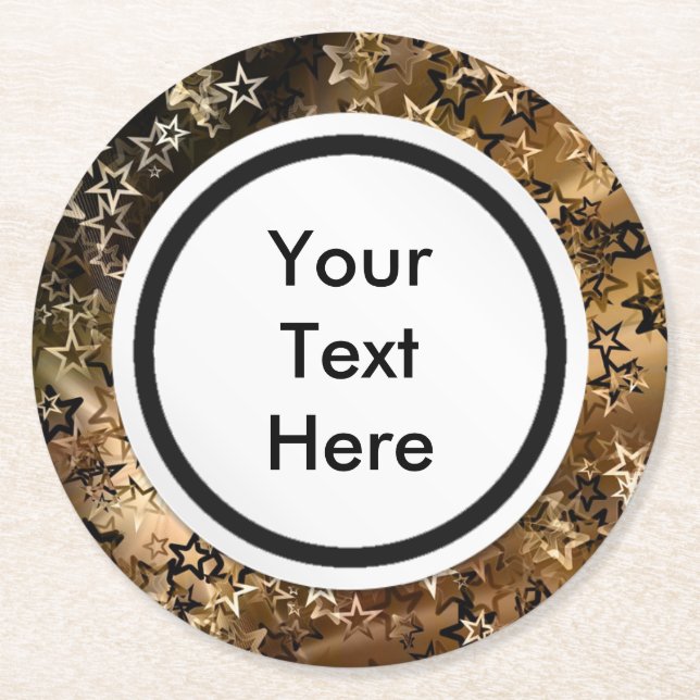 Dessous-de-verre Rond En Papier Étoiles d'or (Devant)