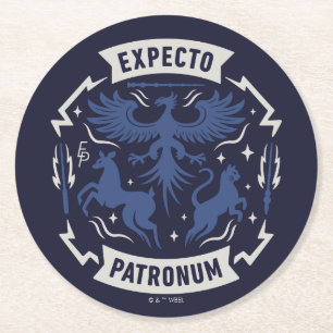 Dessous-de-verre Rond En Papier Expecto Patronum Graphisme Silhouette Vintage