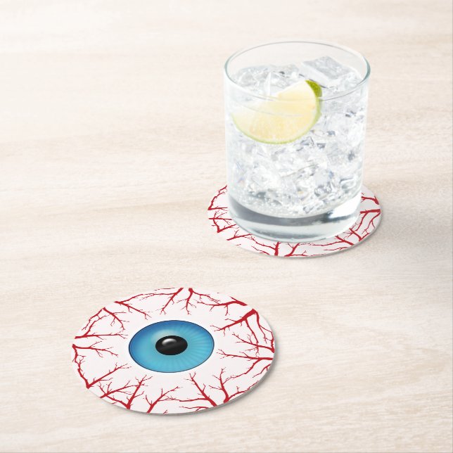 Dessous-de-verre Rond En Papier Eyeball déplaisant Bloodshot (En situation)