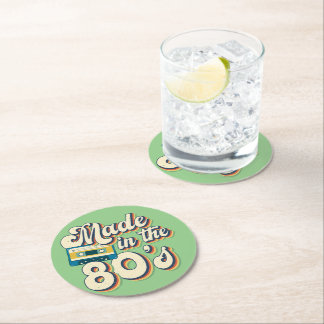 Dessous-de-verre Rond En Papier Fabriqué dans les années 80 Retro Wave Vintage est