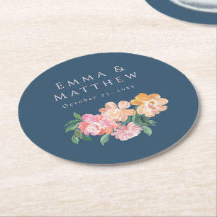 Dessous-de-verre Rond En Papier Faire-part de mariage maximaliste aux pivoines flo