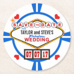 Dessous-de-verre Rond En Papier Faites gagner la date Las Vegas épousant le jeton<br><div class="desc">ACCUEIL AU MARIAGE FABULEUX DES JEUNES MARIÉS ! Si vous attachez le noeud à Las Vegas ou votre propre ville natale, ces dessous de verre chanceux de nouveauté d'économie-le-date de mariage de style de casino sont sûrs d'être un coup avec vos invités. La reproduction du Nevada célèbre signent dedans le...</div>