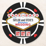 Dessous-de-verre Rond En Papier Faites gagner la date Las Vegas épousant le jeton<br><div class="desc">ACCUEIL AU MARIAGE FABULEUX DES JEUNES MARIÉS ! Si vous attachez le noeud à Las Vegas ou votre propre ville natale, ces dessous de verre chanceux de nouveauté d'économie-le-date de mariage de style de casino sont sûrs d'être un coup avec vos invités. La reproduction du Nevada célèbre signent dedans le...</div>