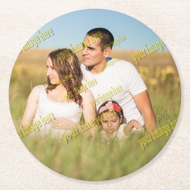 Dessous-de-verre Rond En Papier FAMILLE Photo ✨ Lovely Custom (Devant)