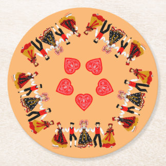 Dessous-de-verre Rond En Papier Farandole d'Alsace, France