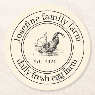 Dessous-de-verre Rond En Papier Farm Fresh Eggs Chicken Coop Rustic Country Farm