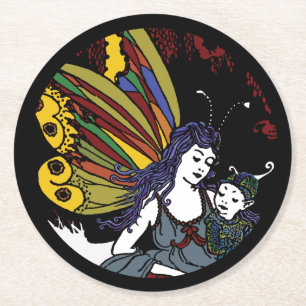 Dessous-de-verre Rond En Papier Fées d'hiver