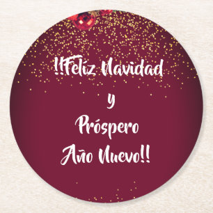 Dessous-de-verre Rond En Papier Feliz Navidad Salutations de Noël espagnole