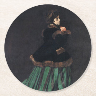 Dessous-de-verre Rond En Papier Femme Monet en robe verte