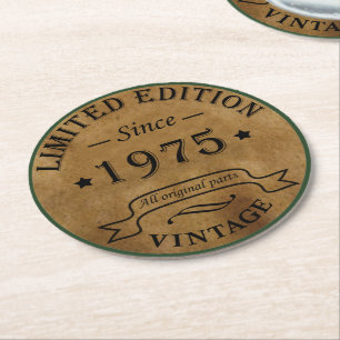 Dessous-de-verre Rond En Papier Fête d'anniversaire de 1975