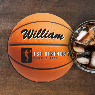 Dessous-de-verre Rond En Papier Fête d'anniversaire de basket-ball
