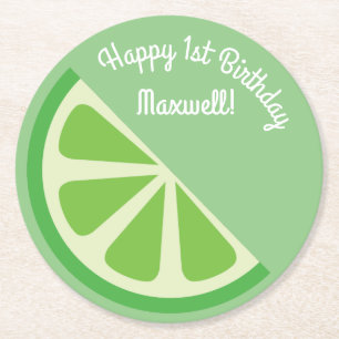 Dessous-de-verre Rond En Papier Fête d'anniversaire de Citrus Slice