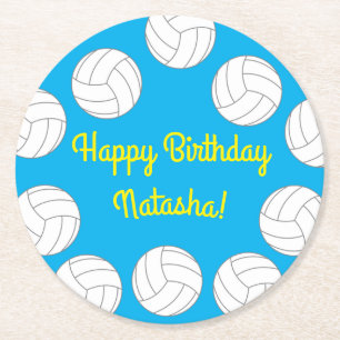 Dessous-de-verre Rond En Papier Fête d'anniversaire de volley-ball