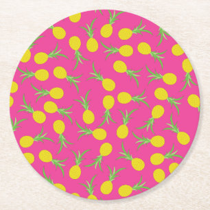 Dessous-de-verre Rond En Papier Fête d'anniversaire d'été d'enfant mignon Ananas