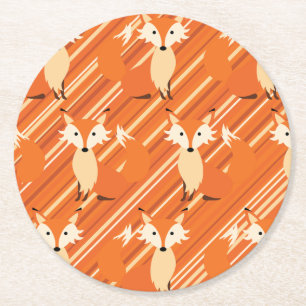 Dessous-de-verre Rond En Papier Fête d'anniversaire Fox