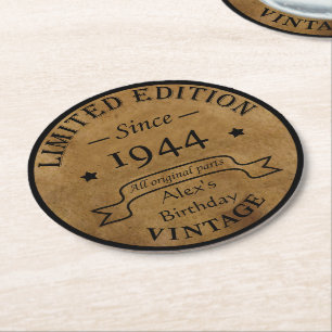 Dessous-de-verre Rond En Papier Fête d'anniversaire personnalisée quatre-vingts vi