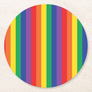 Dessous-de-verre Rond En Papier Fête d'anniversaire Rainbow