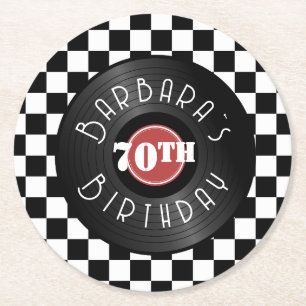 Dessous-de-verre Rond En Papier Fête d'anniversaire sur le thème Rock N Roll de to
