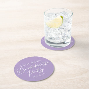 Dessous-de-verre Rond En Papier Fête de Bachelorette Violet Lilas Personnalisée
