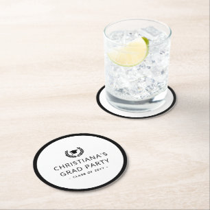 Dessous-de-verre Rond En Papier Fête de graduation moderne et minimaliste personna