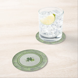 Dessous-de-verre Rond En Papier Fête de la Saint-Patrick Trèfle