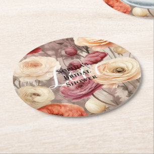 Dessous-de-verre Rond En Papier Fête de mariage avec fleurs de printemps couleur c